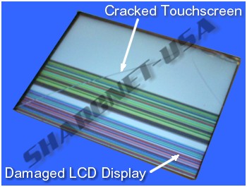 Figure #2: Cracked 3.5" Touchscreen Glass & Damaged 3.5" LCD Display